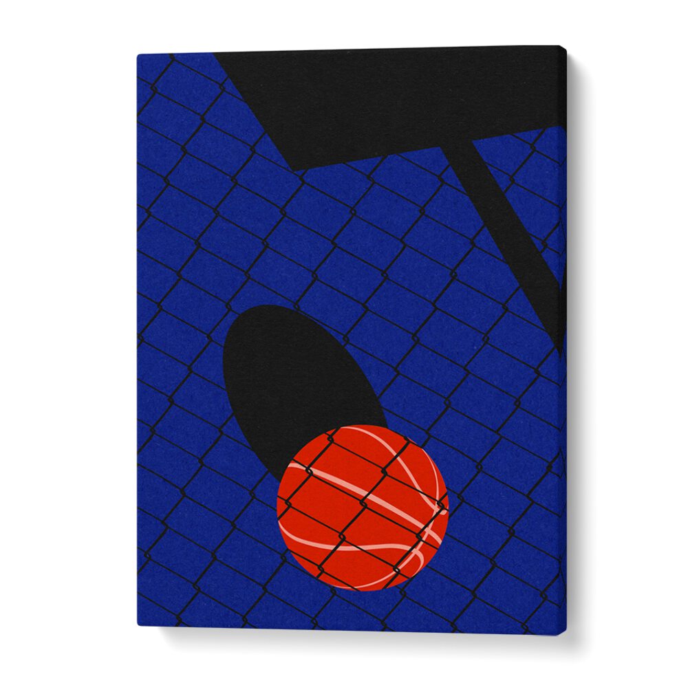 Colorful artwork featuring a basketball and net, perfect for your BACKYARD BASKETBALL COURT, SPORTS POSTERS collection.