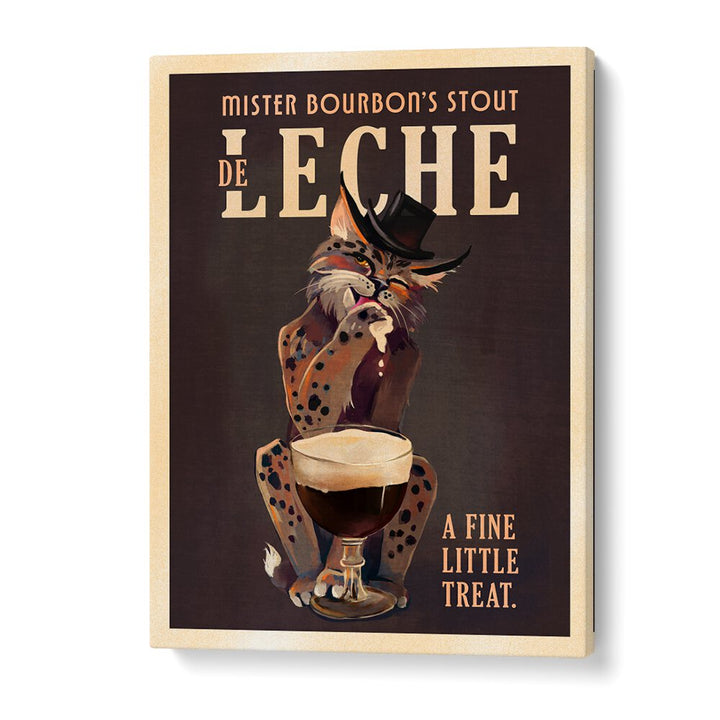 BOURBON DE LECHE GUINNESS STYLE CAT ART , BAR POSTERS , BAR ART PRINTS