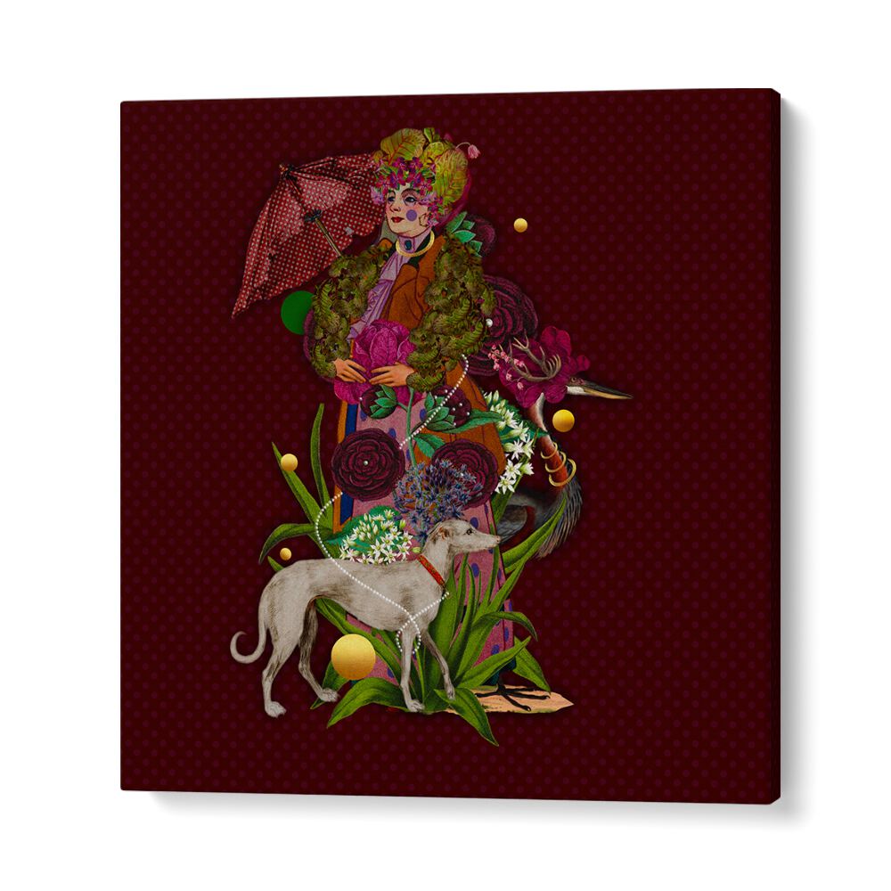 Colorful illustration of a woman surrounded by nature, showcasing the charm of ENCHANTED FOREST IV, PORTRAITS.