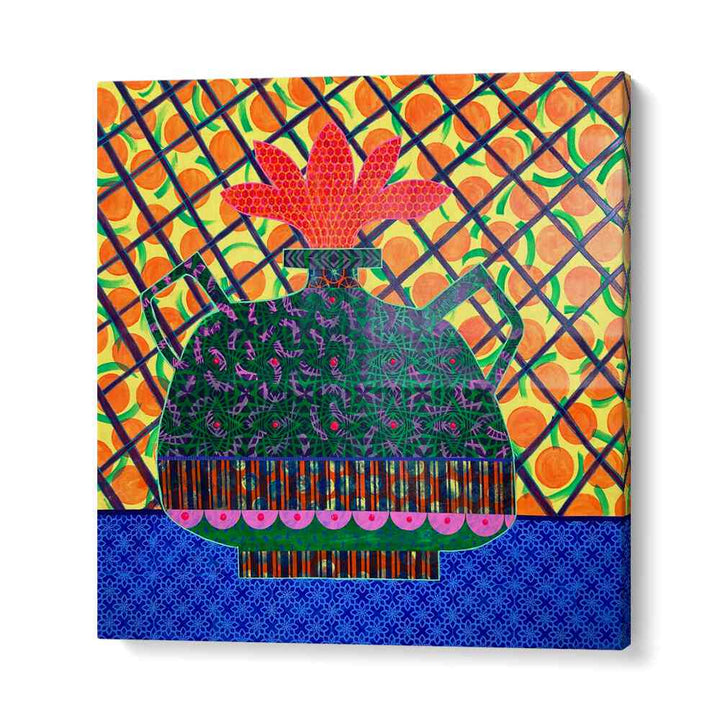 Vibrant ORANGES AND FLOWER VASE, KITCHEN POSTERS enhance any decor with stunning colors and unique design.