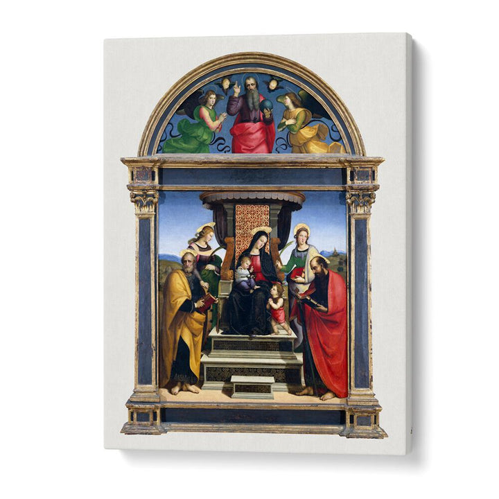 MADONNA AND CHILD ENTHRONED WITH SAINTS (1503-1505) BY RAPHAEL RAFFAELLO , VINTAGE PAINTINGS