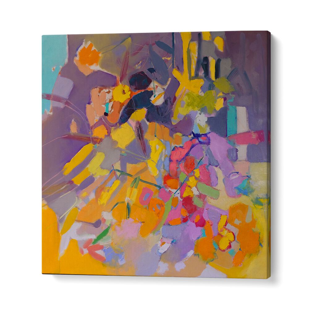 Vibrant abstract painting of orange flowers, perfect for home decor enthusiasts seeking energy and beauty. ORANGE FLOWERS , ABSTRACT PAINTINGS.