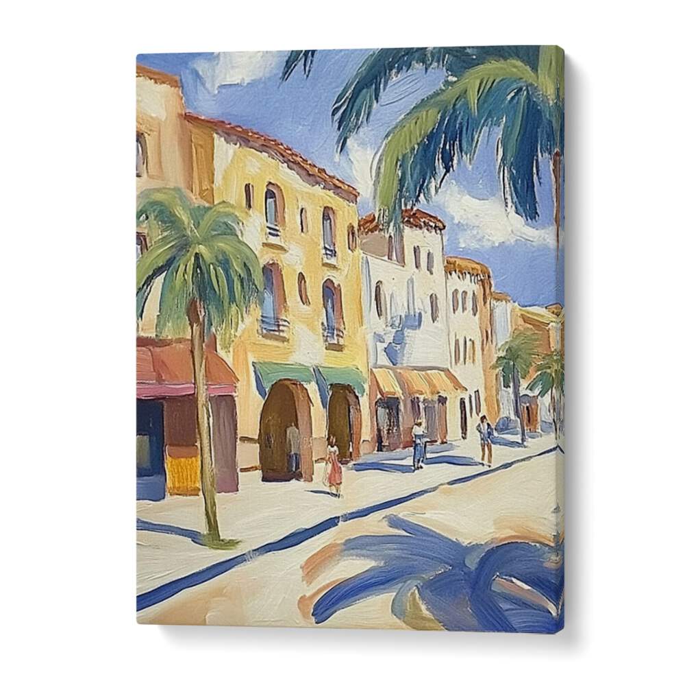 Vibrant PALM TREES ON THE STREET print enhancing any wall with tropical allure and elegance for your living space.