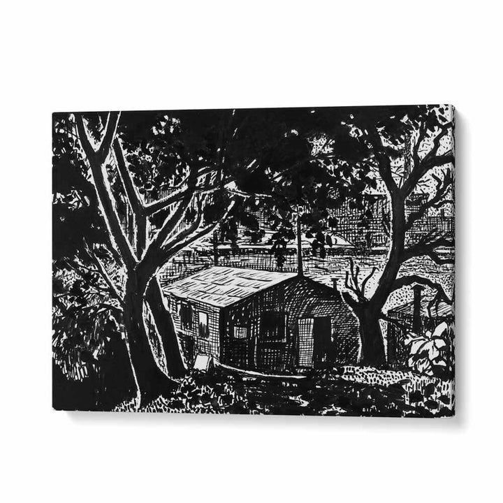 HOUSE IN THE WOODS DRAWING  (1875–1918) , VINTAGE PAINTINGS