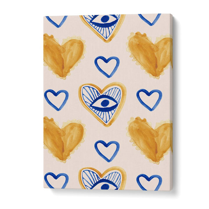 Colorful hearts and eyes design, inspired by BEACH HOUSE WATER COLORS, BEACH PAINTINGS for a vibrant coastal vibe.