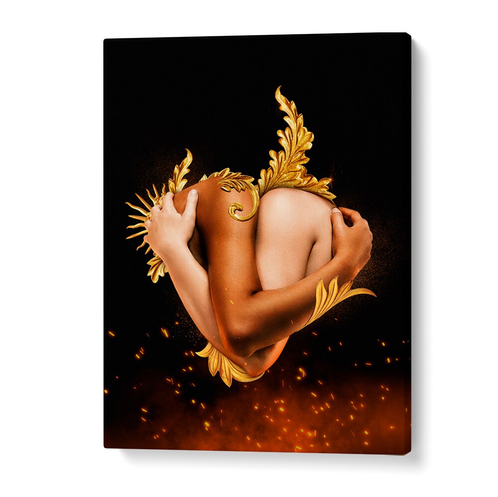 Unique ONLY ONE, ALTERED ART PRINTS featuring intertwining figures and golden accents to enhance your home decor.