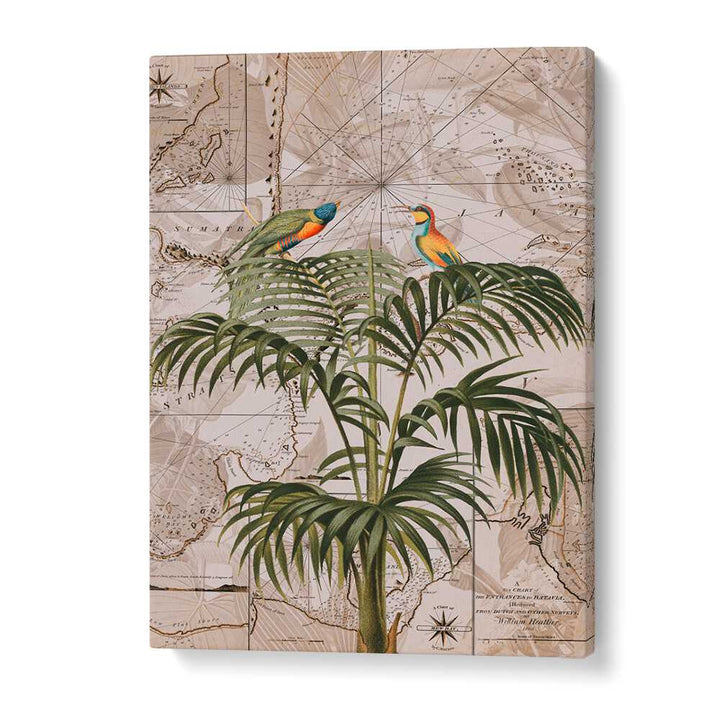 Vibrant parrots amidst lush greenery showcase the beauty of "INDONESIA JUNGLE III, ANIMAL PAINTINGS" by Andrea Haase.