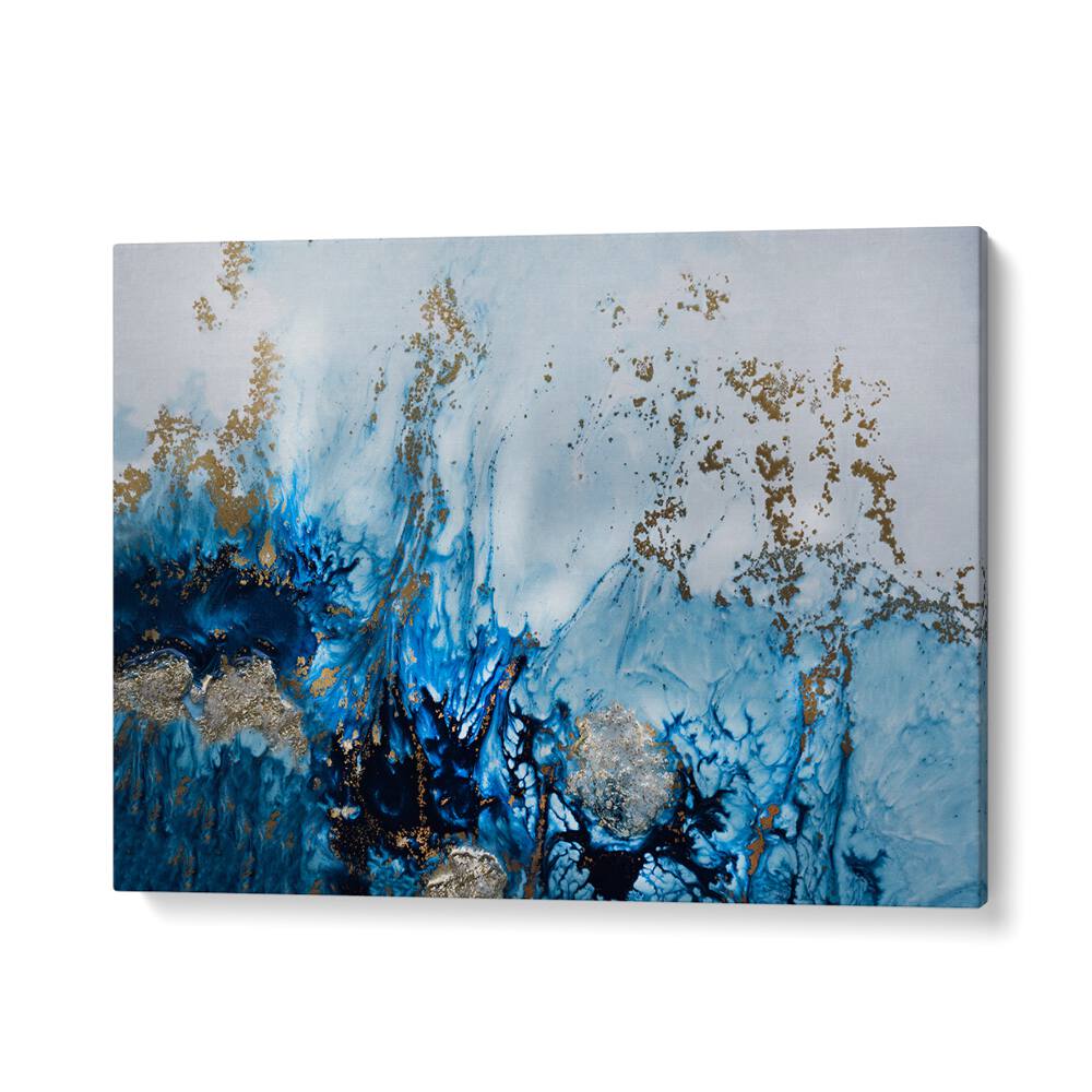 Vibrant blue and gold hues blend beautifully in GENTLY DRIFTING, ABSTRACT PAINTINGS, perfect for any contemporary space.