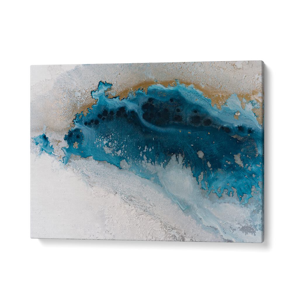 Vibrant COASTAL ROYAL GLOW, ABSTRACT PAINTINGS showcasing rich blues and golds, perfect for enhancing any space.