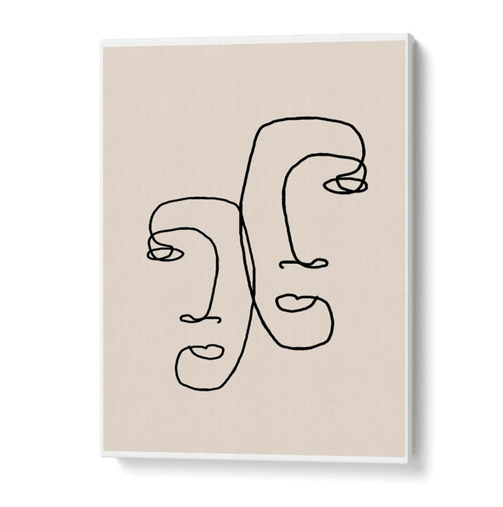 Minimalist line art depicting human connection in "I LOOK OVER AT YOU, LINE ART PAINTINGS" for elegant home decor.