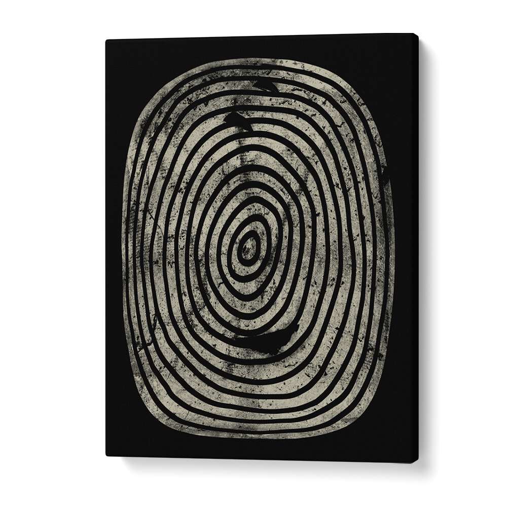 Bold geometric art print, BLACK OASIS ABSTRACTION, enhances your space with dynamic 3D shapes and contemporary style.
