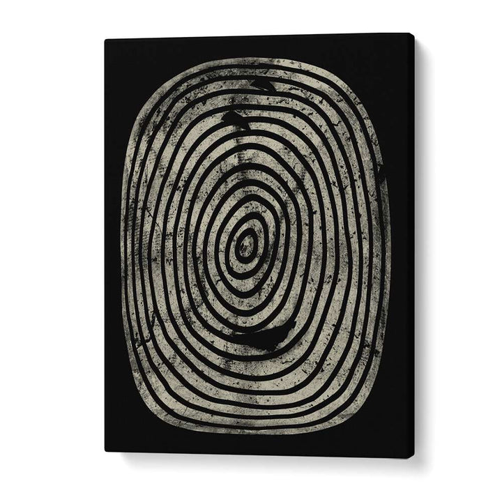 Bold geometric art print, BLACK OASIS ABSTRACTION, enhances your space with dynamic 3D shapes and contemporary style.
