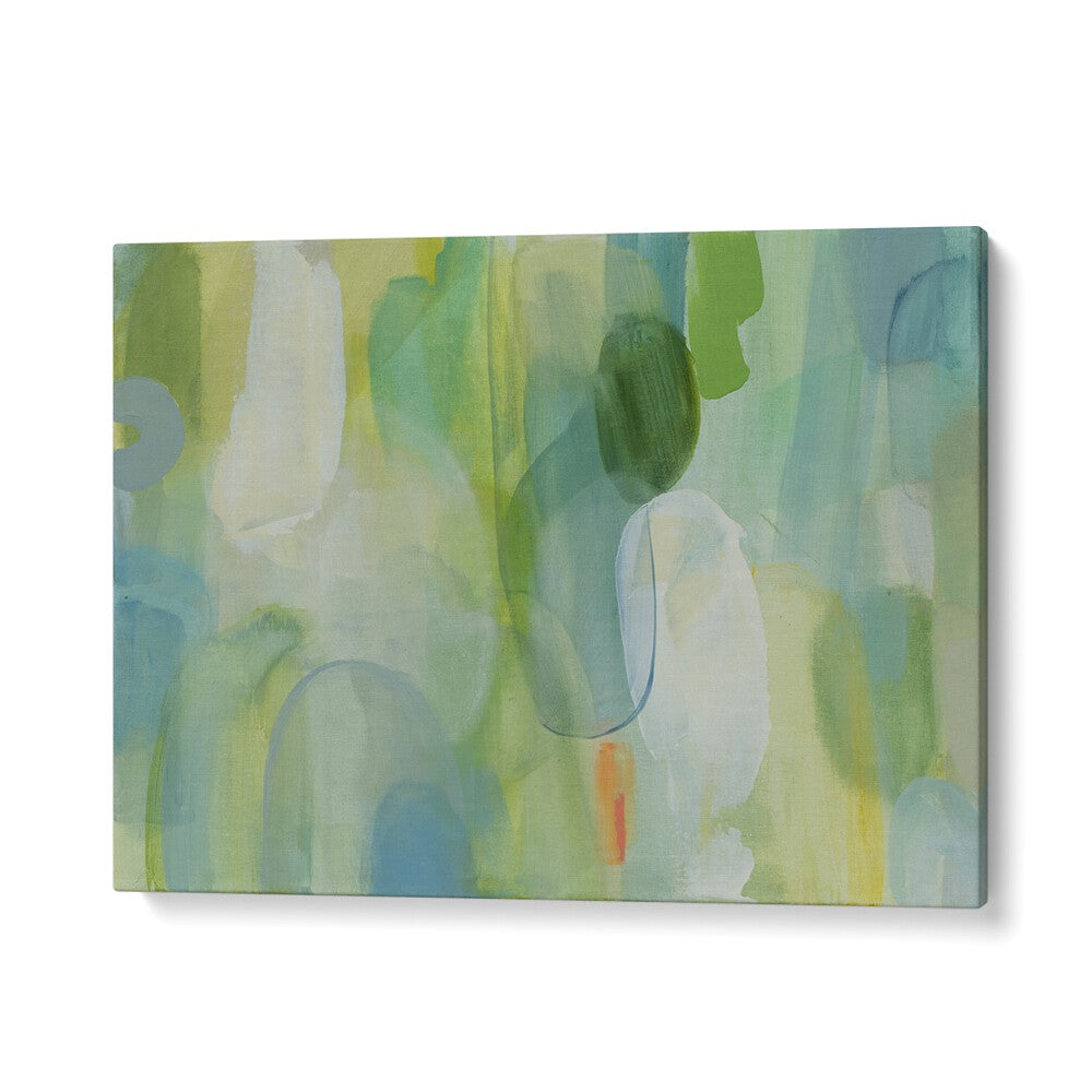 Vibrant GREEN BLUE ABSTRACT painting showcasing dynamic brush strokes, perfect for modern home decor.