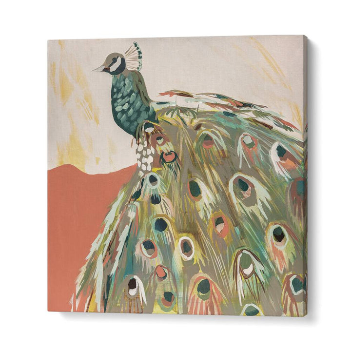 Vibrant PEACOCK SALMON, ANIMAL PAINTINGS showcase abstract beauty, perfect for enhancing your home decor.
