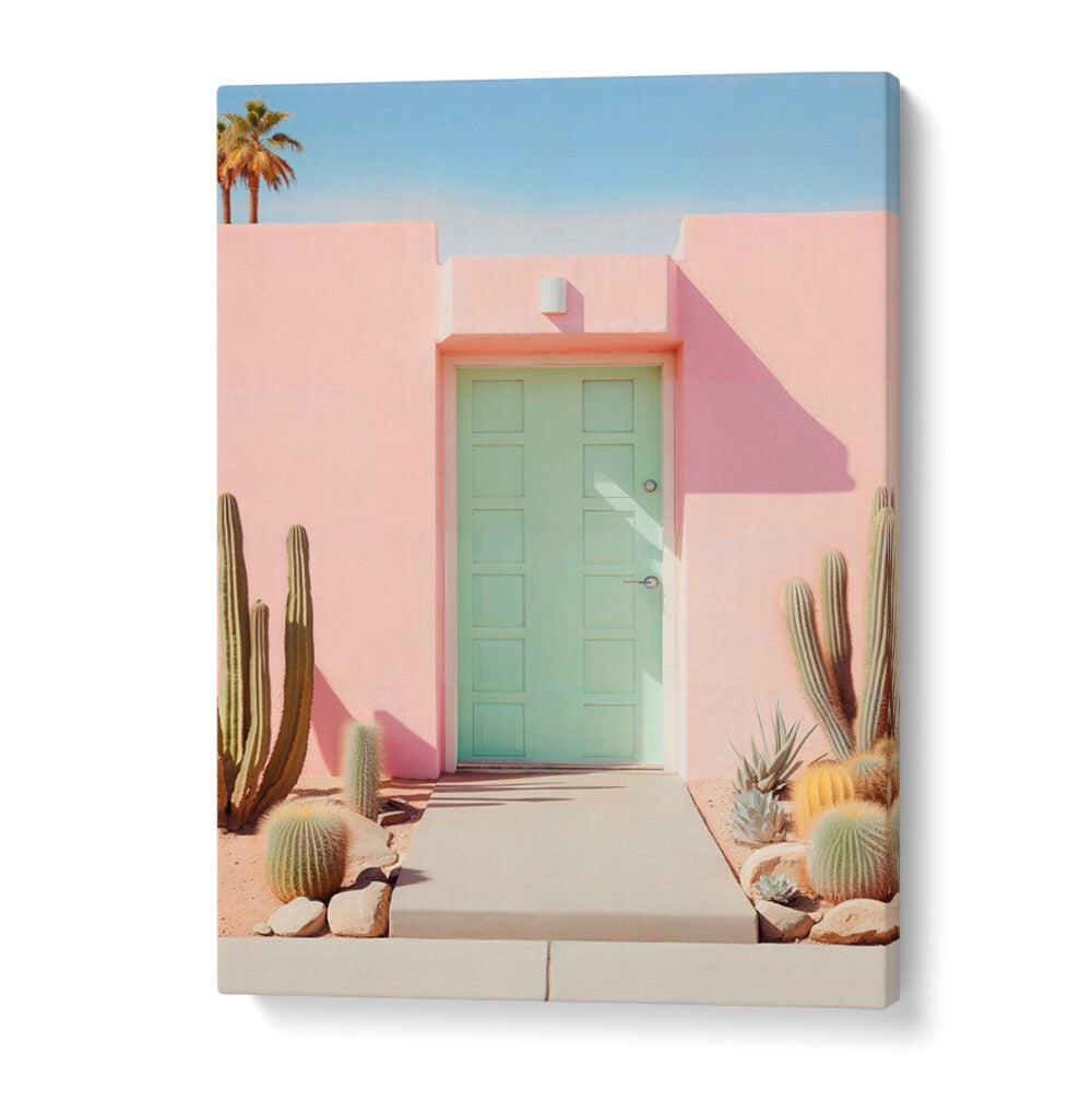 Vibrant pastel colors of Palm Springs in stunning beach paintings by Philippe Hugonnard, capturing effortless elegance.