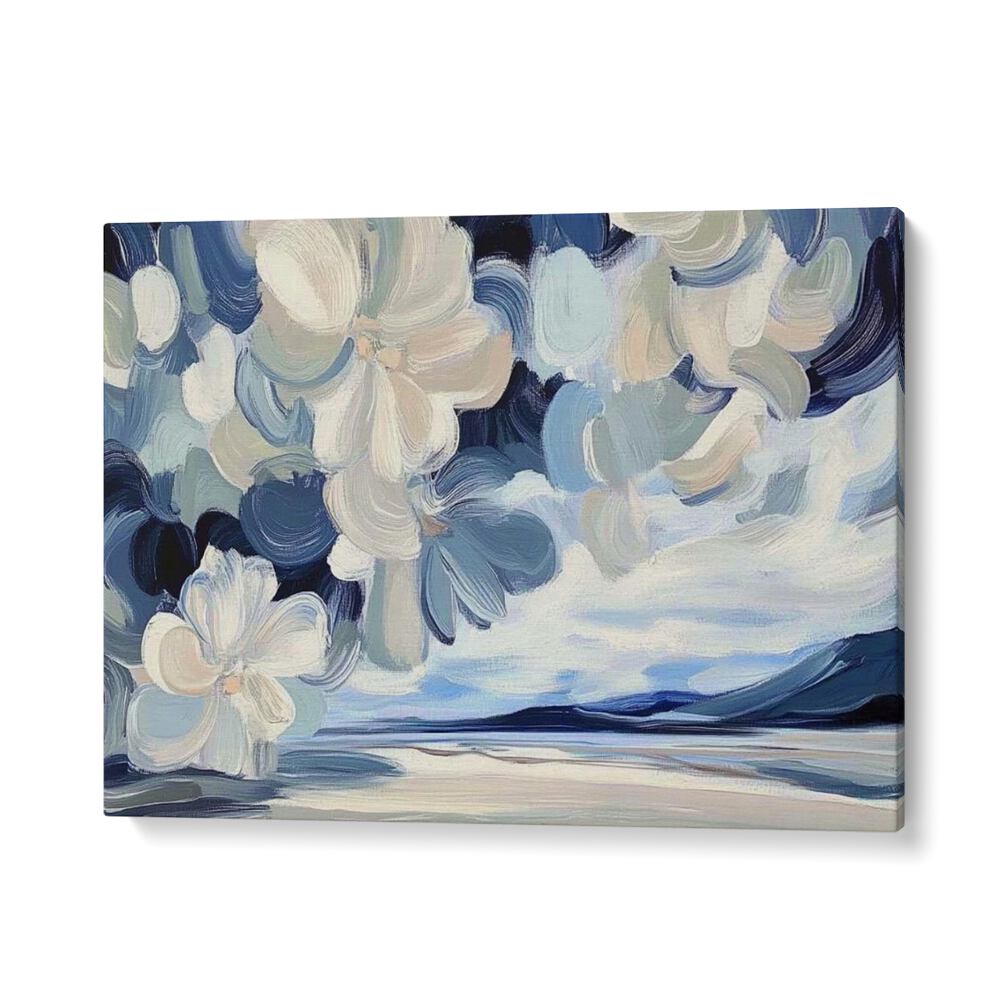 Elevate your decor with the MAGNOLIA artwork, featuring elegant floral designs in serene blue tones.