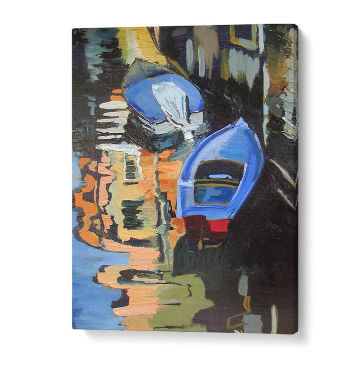 BOATS ON THE CANAL , BEACH PAINTINGS
