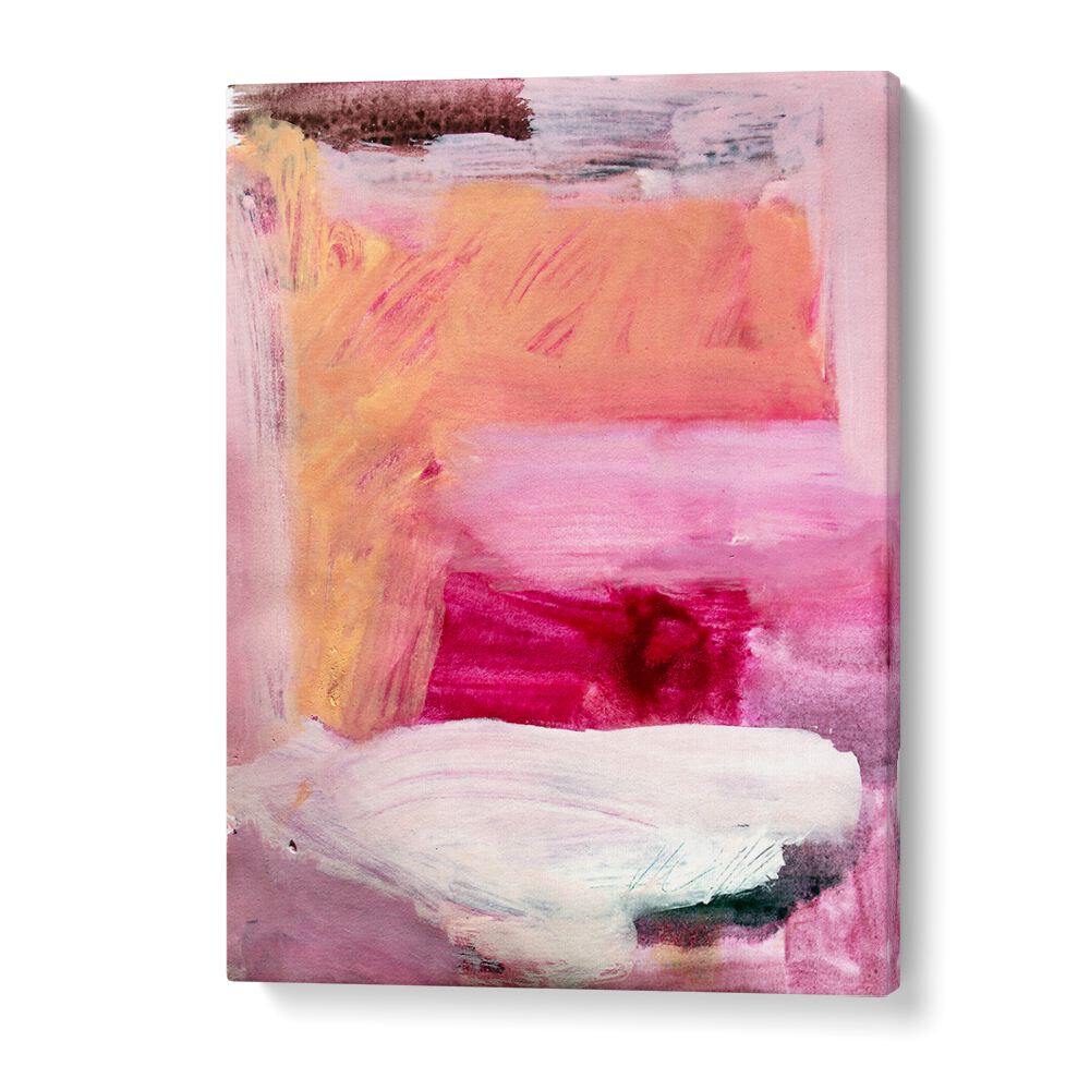 Vibrant CREAM FILLING, ABSTRACT PAINTINGS showcasing soft pinks and bold colors, perfect for modern decor.