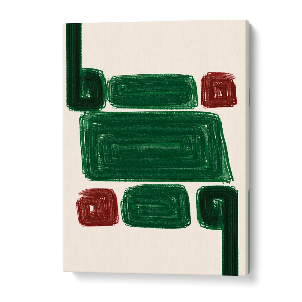 SIMPLEX III, ABSTRACT PAINTINGS showcase vibrant greens and reds, perfect for modern decor enhancement.