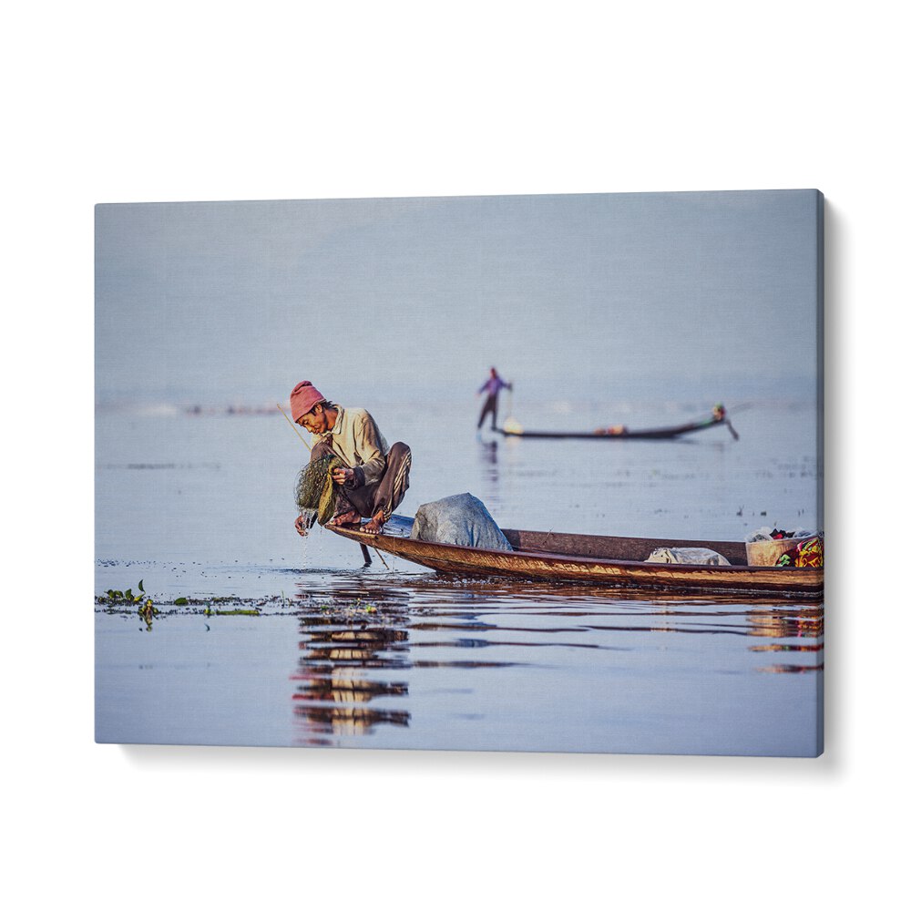 ABSTRACT painting - FISHERMEN AT SUNRISE by Asianmonk