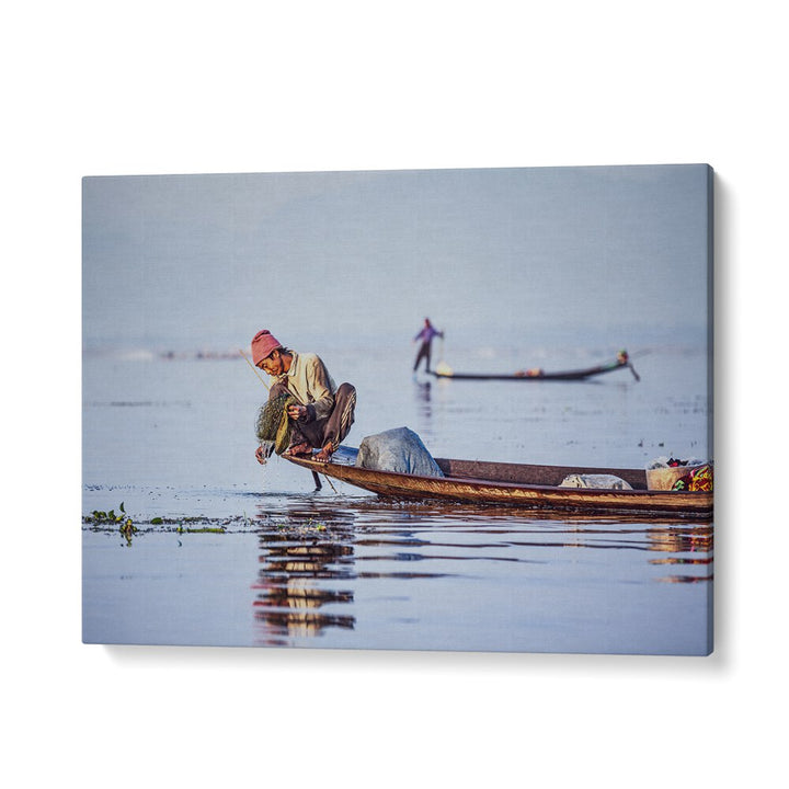 ABSTRACT painting - FISHERMEN AT SUNRISE by Asianmonk