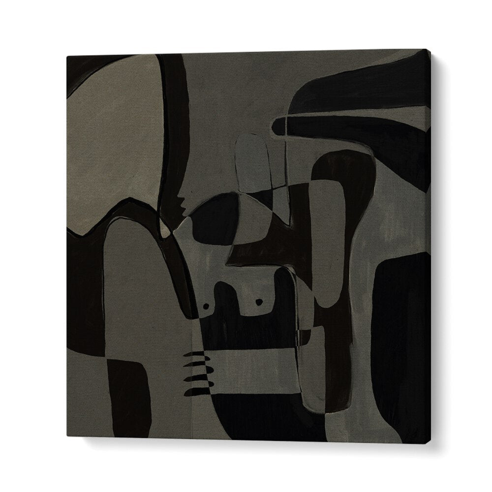 UNFOLDING I, ABSTRACT PAINTINGS showcases bold, dynamic shapes in a modern, monochromatic style perfect for creativity.
