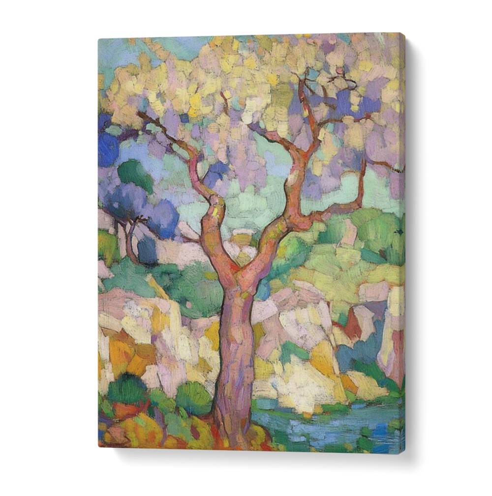 Colorful TREE ABSTRACT artwork brings nature's elegance to your home, perfect for contemporary spaces.