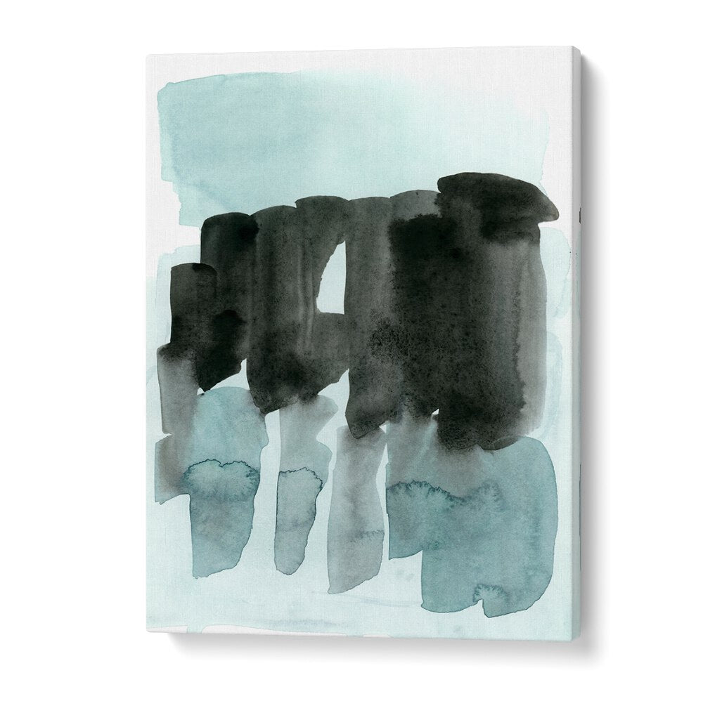 Explore STATIC MOVEMENT, ABSTRACT PAINTINGS, featuring elegant black and teal hues for a captivating wall display.