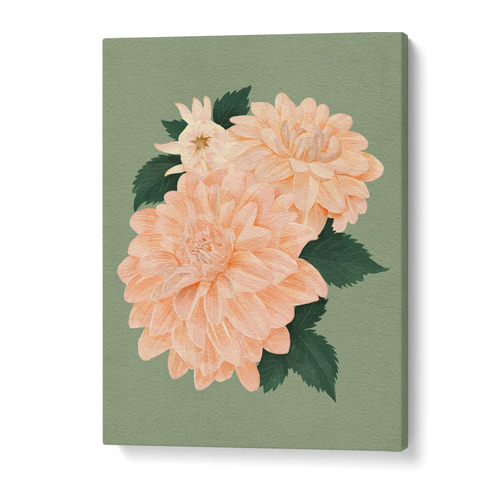 AQUAA CREAL CHIFFON II, FLORAL FLOWER PAINTINGS showcase elegant blooms on a soft green background, perfect for any decor.