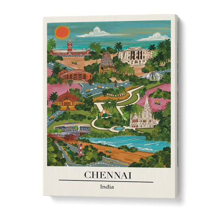Discover the vibrant charm of Chennai with CHENAI, TRAVEL POSTERS by Saumya Agarwal, a stunning wall art print.