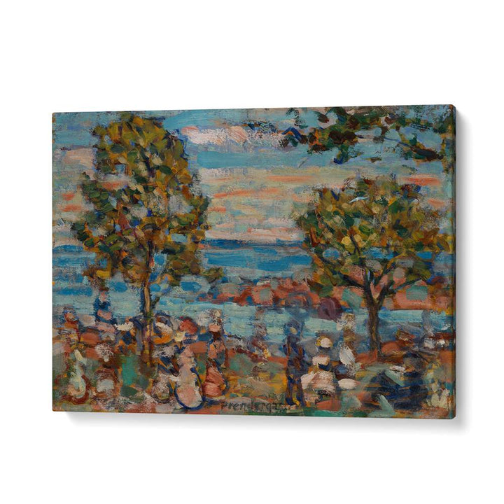 BEACH SCENE WITH TWO TREES , VINTAGE PAINTINGS