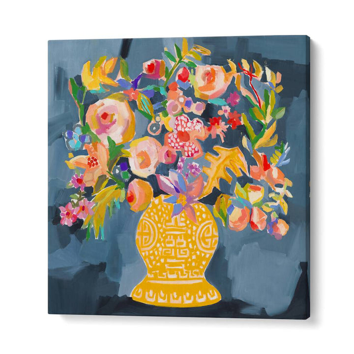 Vibrant IZZIE S BOUQUET, FLORAL FLOWER PAINTINGS showcase colorful blossoms in a decorative vase, perfect for any decor.
