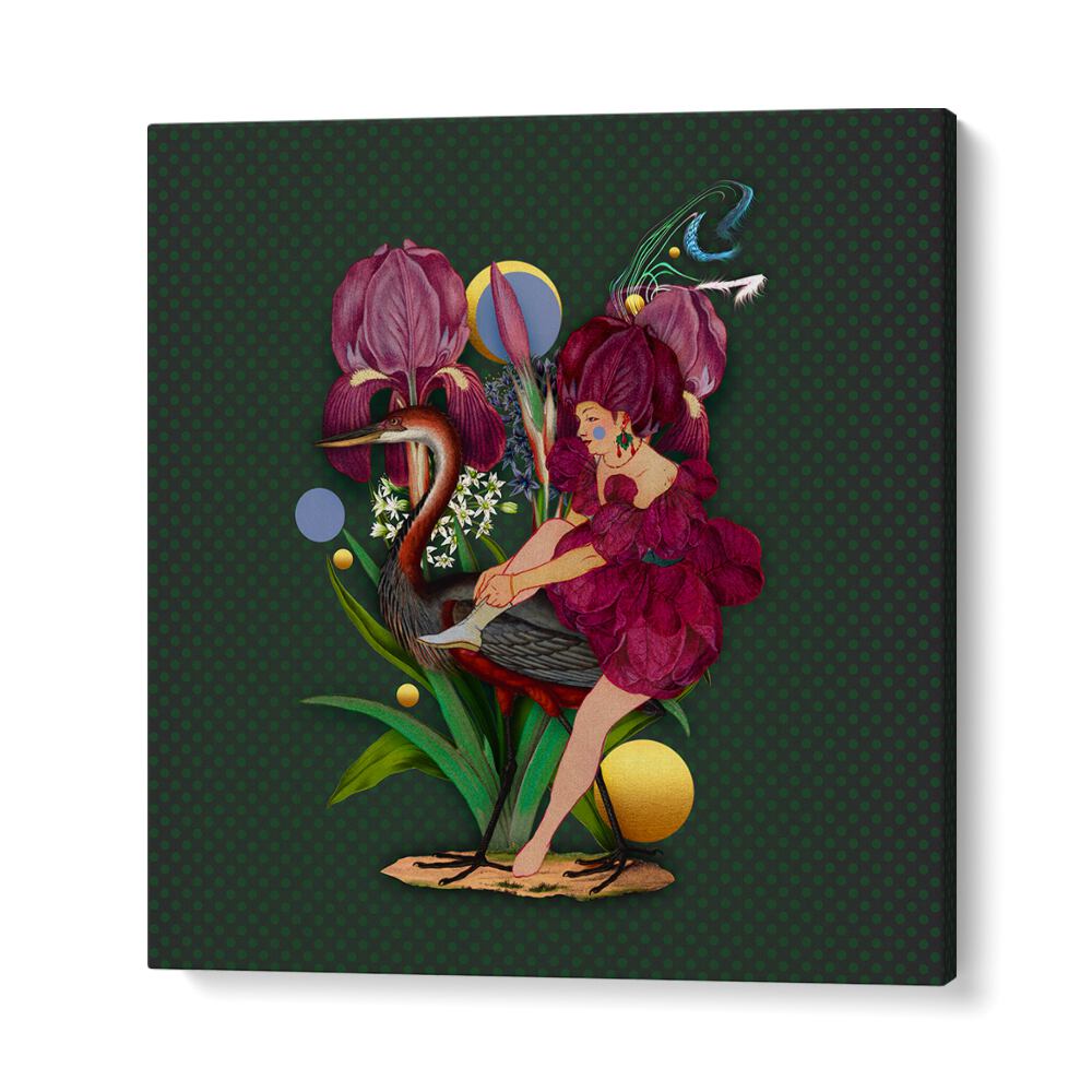 Enchanting illustration featuring a whimsical figure on a bird, part of ENCHANTED FOREST X, PORTRAITS collection.