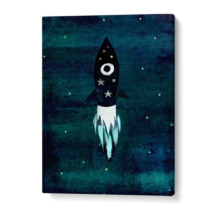 SKY ROCKET HIGH , KIDS ROOM PAINTINGS featuring a playful rocket in space to inspire creativity and adventure.