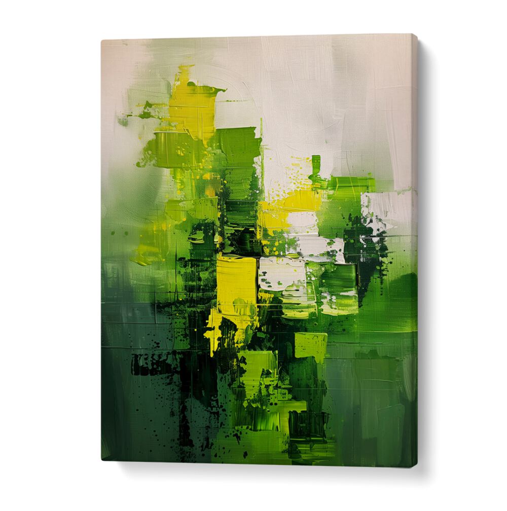 Vibrant abstract art piece, CONTEMPORART - MATCHA I, showcasing rich green hues inspired by premium matcha.