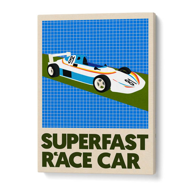 Stylish SUPERFAST RACE CAR poster captures the excitement of racing, perfect for car enthusiasts' decor.