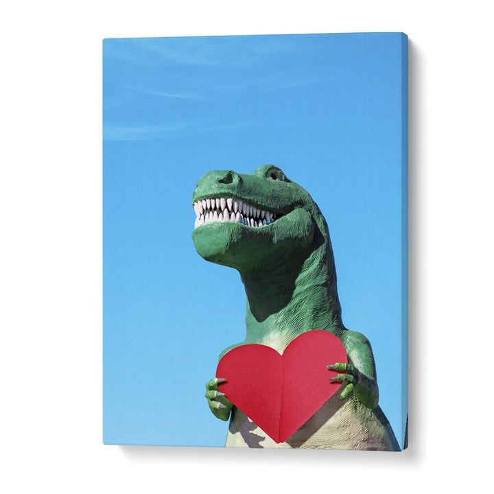 surreal painting - TYRANNOSAURUS REX WITH A RED PAPER HEART I by Asianmonk