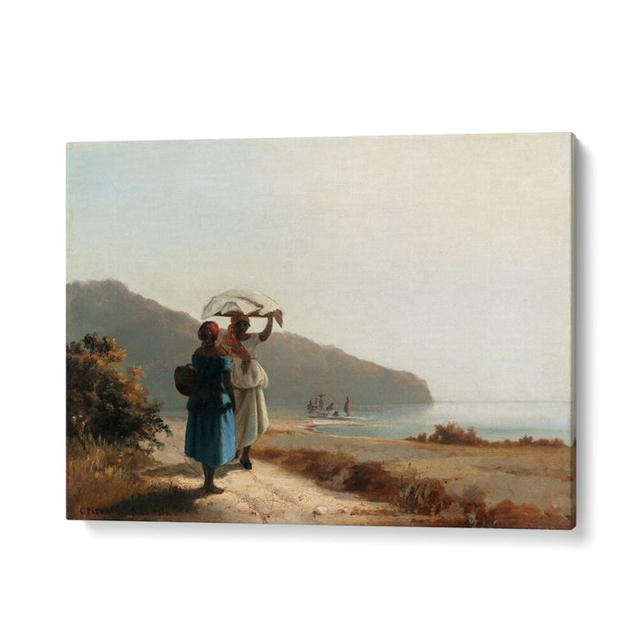 TWO WOMEN CHATTING BY THE SEA, ST. THOMAS (1856) , VINTAGE PAINTINGS