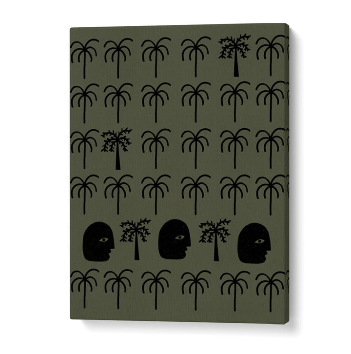 Sleek design featuring palm trees and faces in HEAVENLY MOMENT II, ABSTRACT PAINTINGS, perfect for home decor.