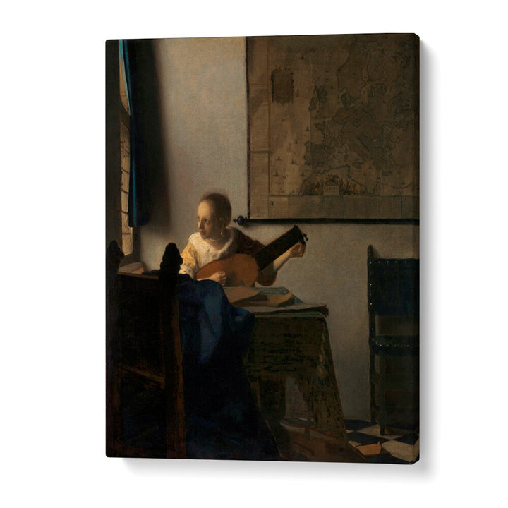 YOUNG WOMAN WITH A LUTE (CA.1662–1663)  BY JOHANNES VERMEER, VINTAGE PAINTINGS