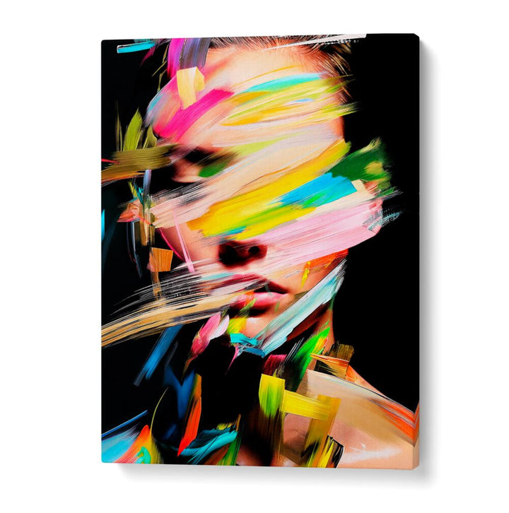 Colorful strokes create a striking effect in FACELESS I, ABSTRACT PAINTINGS by Philippe HUGONNARD.