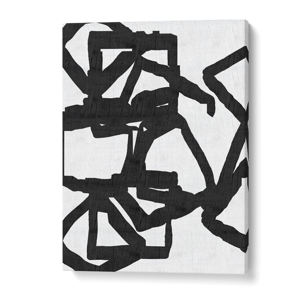Transform your space with NOIR AND INKY 1, PATTERN ART PRINTS, featuring striking abstract geometry in black and white.