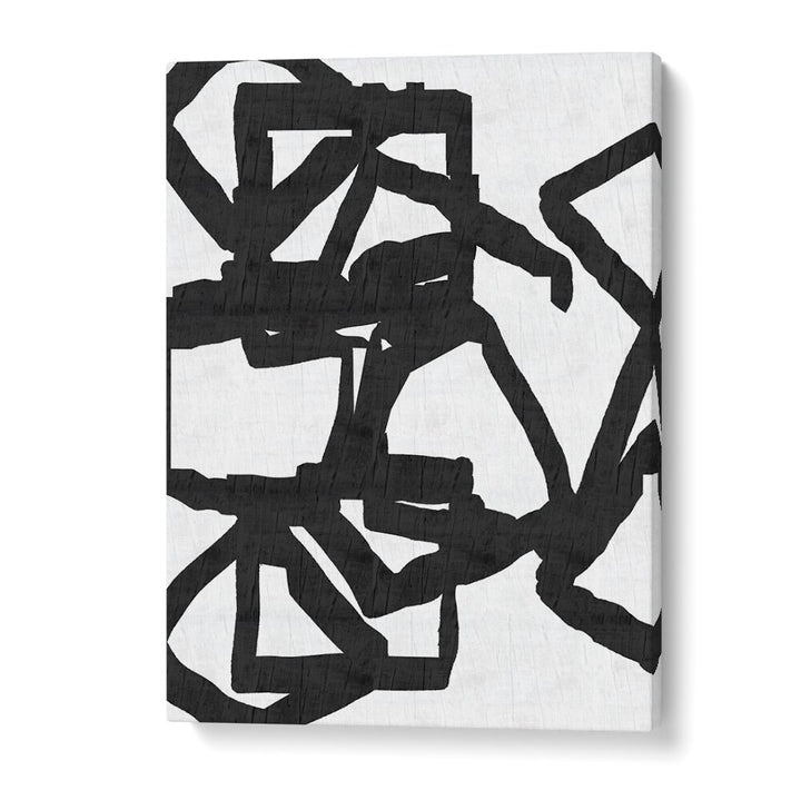 Transform your space with NOIR AND INKY 1, PATTERN ART PRINTS, featuring striking abstract geometry in black and white.