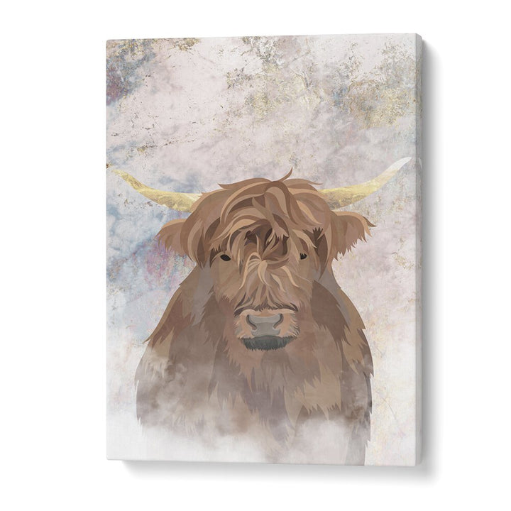 HIGHLANDS COW GOLD AND MARBLE BY SARAH MANOVSKI, WILDLIFE PAINTING