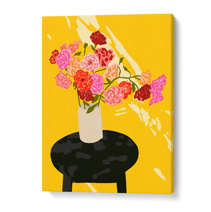 Brighten your home with WINDOW GLOW, FLORAL FLOWER PAINTINGS, showcasing vibrant blooms on a cheerful yellow background.