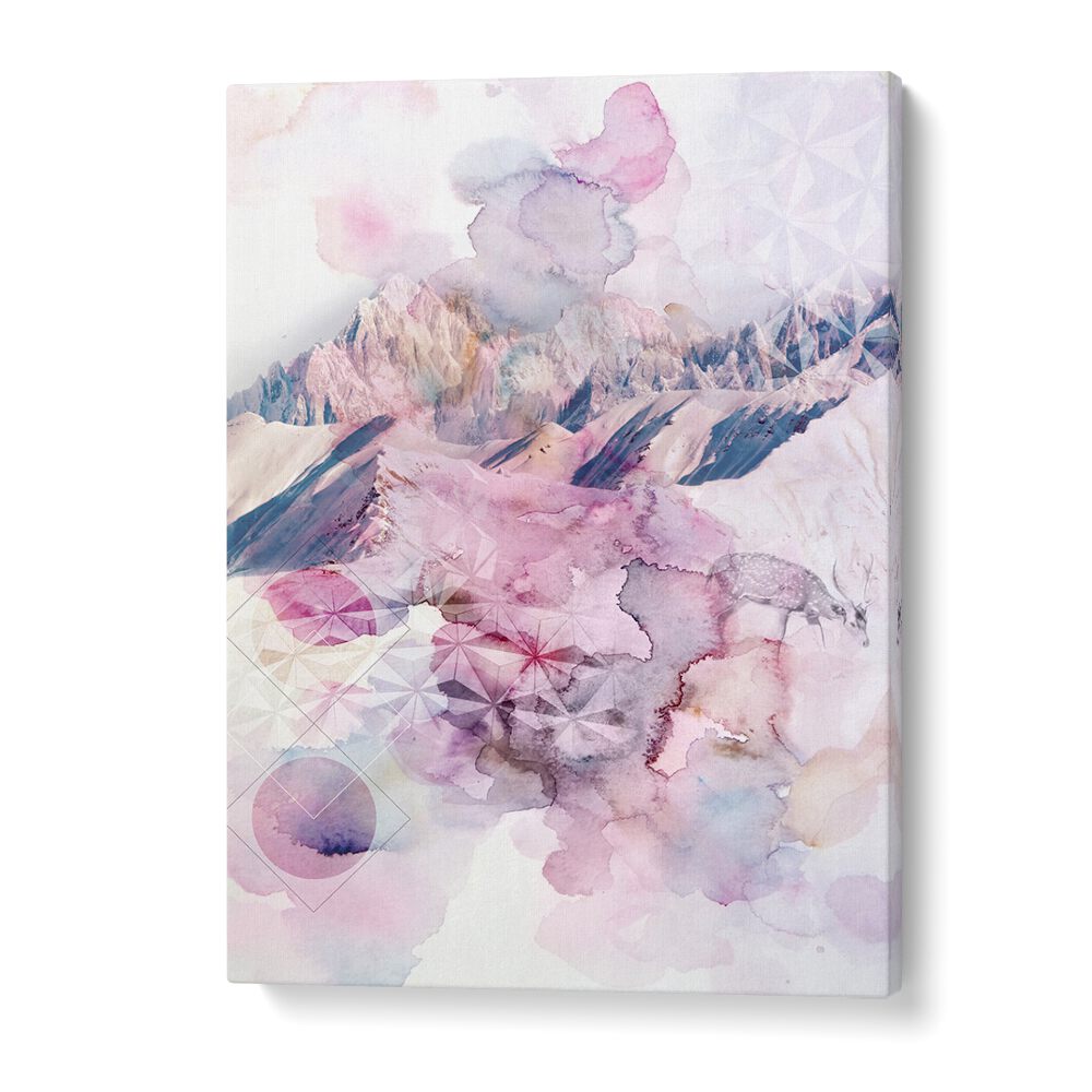 DUSK I, ABSTRACT PAINTINGS showcases soft pastels and geometric patterns, perfect for modern decor.