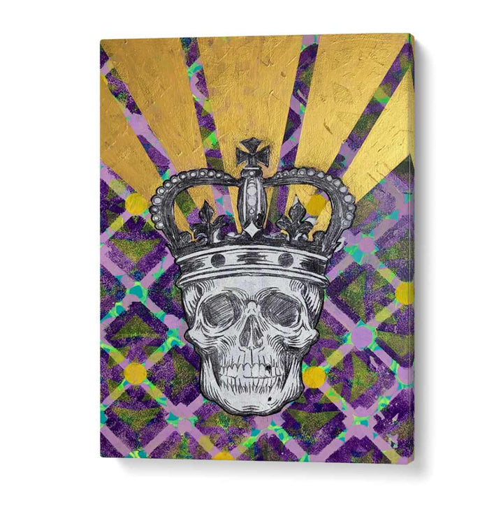 Vibrant MEMENTO MORI 4.0, POP ART PAINTINGS featuring a crowned skull, a striking blend of art and philosophy.