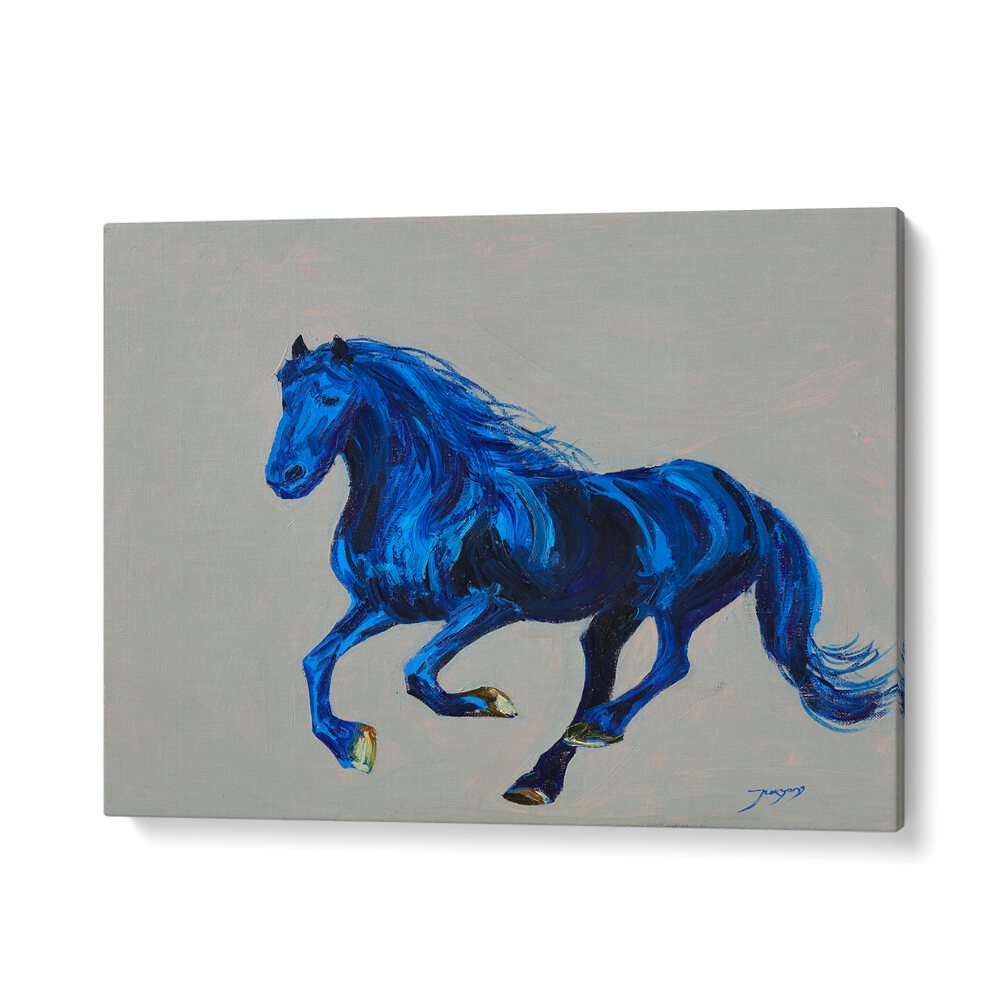 Vibrant artwork featuring a blue horse, part of the A BLUE HORSE, ANIMAL PAINTINGS collection. Perfect for animal art lovers.