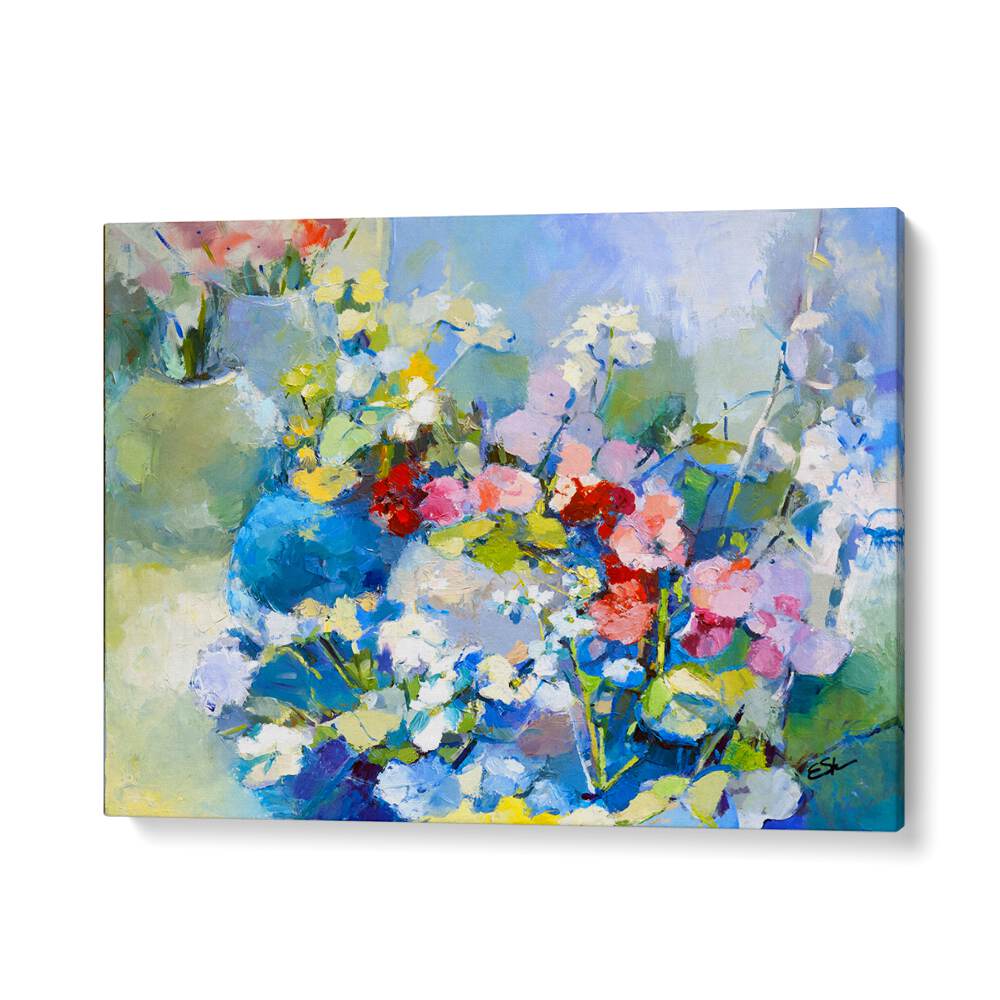 Vibrant WILDFLOWERS in an ABSTRACT PAINTINGS style, perfect for adding spring essence to your home decor.