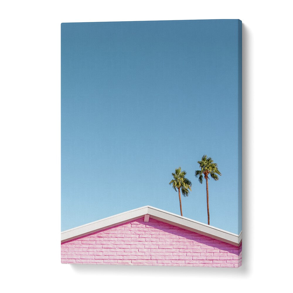 surreal painting - PINK ROOFLINE WITH PALM TREES by Asianmonk